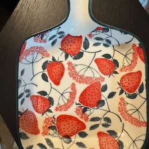 Strawberry Pattern Ceramic Serving Tray